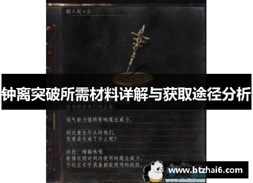 钟离突破所需材料详解与获取途径分析